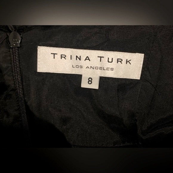 Excellent Condition, Trina Turk "Geralyn" Black Lace Sheath V-Neck Midi, Sz 8 - Picture 5 of 6